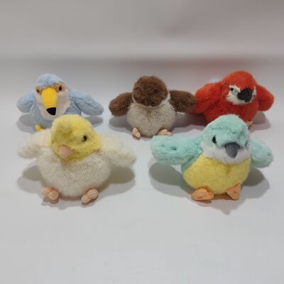 5 Assorted Plush Parrot Toys Colorful Soft Stuffed Birds Collection