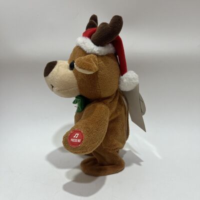 Walking Reindeer Plush Toy with Santa Hat Cute Deer Doll Electric Animated