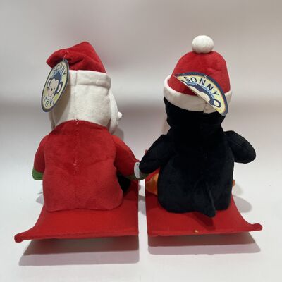 Swinging Sleigh Penguin and Santa Plush Toy Swings Back and Forth Plays Three Songs Christmas Interactive Doll Party Prop